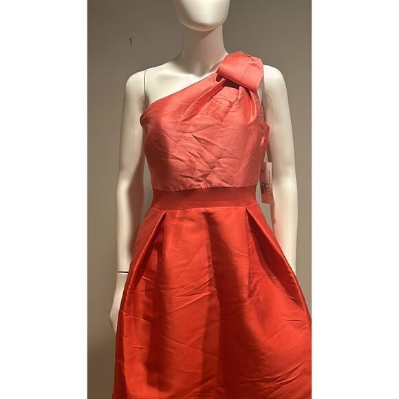 Teri Jon One Shoulder Colorblocked Satin Cocktail Dress Size 6 - Picture 10 of 13